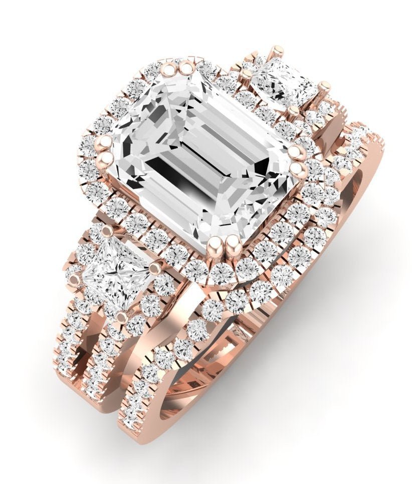 Erica Emerald Moissanite Bridal Set rosegold