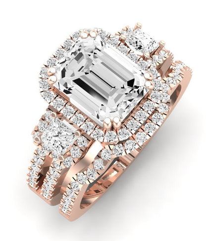 Erica Emerald Moissanite Bridal Set rosegold