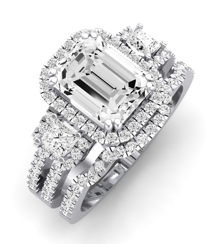 Erica Diamond Matching Band Only (does Not Include Engagement Ring) For Ring With Emerald Center whitegold