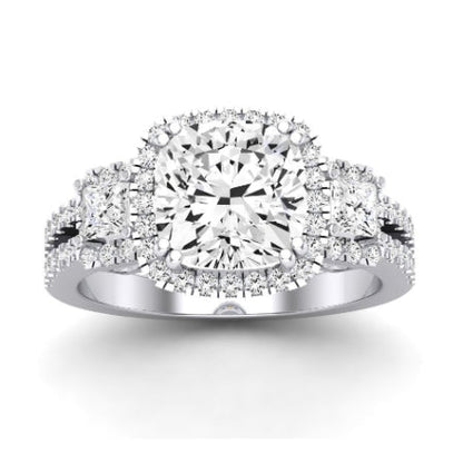Erica Moissanite Matching Band Only (does Not Include Engagement Ring) For Ring With Cushion Center whitegold