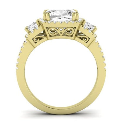 Erica Moissanite Matching Band Only (does Not Include Engagement Ring) For Ring With Cushion Center yellowgold