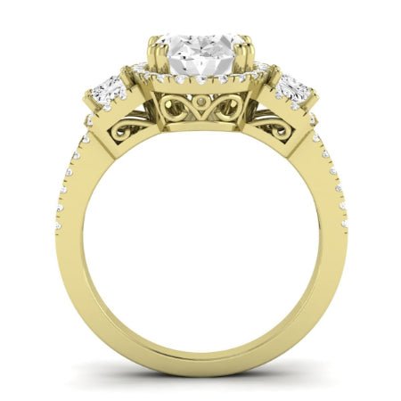 Erica Moissanite Matching Band Only (does Not Include Engagement Ring) For Ring With Oval Center yellowgold