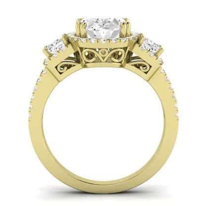 Erica Moissanite Matching Band Only (does Not Include Engagement Ring) For Ring With Oval Center yellowgold