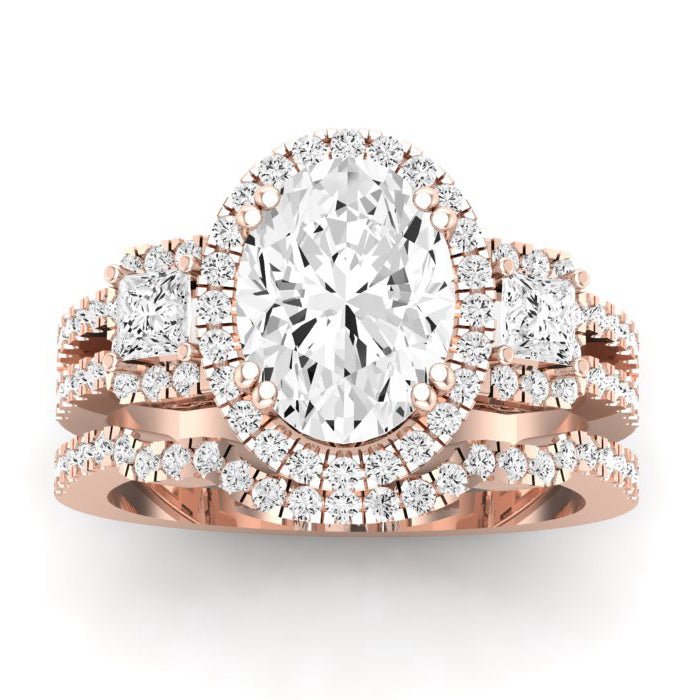 Erica Moissanite Matching Band Only (does Not Include Engagement Ring) For Ring With Oval Center rosegold