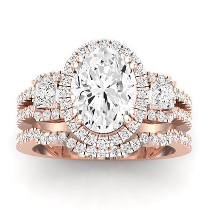 Erica Moissanite Matching Band Only (does Not Include Engagement Ring) For Ring With Oval Center rosegold