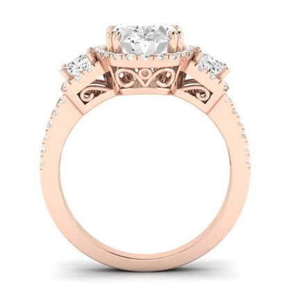 Erica Moissanite Matching Band Only (does Not Include Engagement Ring) For Ring With Oval Center rosegold