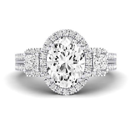 Erica Moissanite Matching Band Only (does Not Include Engagement Ring) For Ring With Oval Center whitegold