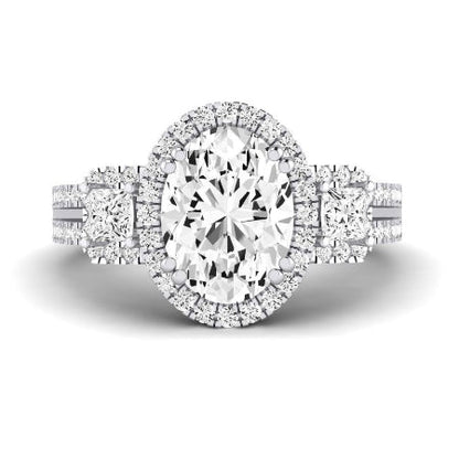 Erica Moissanite Matching Band Only (does Not Include Engagement Ring) For Ring With Oval Center whitegold