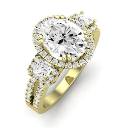 Erica Moissanite Matching Band Only (does Not Include Engagement Ring) For Ring With Oval Center yellowgold