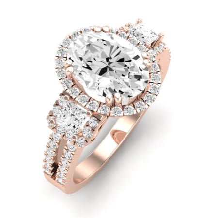 Erica Moissanite Matching Band Only (does Not Include Engagement Ring) For Ring With Oval Center rosegold