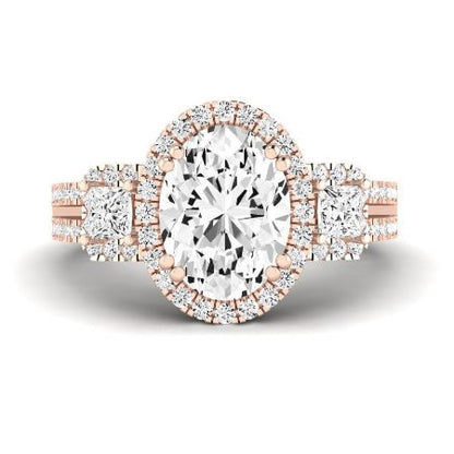 Erica Moissanite Matching Band Only (does Not Include Engagement Ring) For Ring With Oval Center rosegold