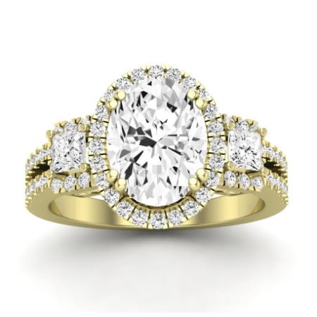 Erica Moissanite Matching Band Only (does Not Include Engagement Ring) For Ring With Oval Center yellowgold