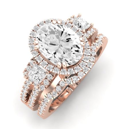 Erica Moissanite Matching Band Only (does Not Include Engagement Ring) For Ring With Oval Center rosegold