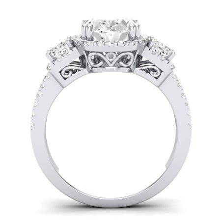 Erica Moissanite Matching Band Only (does Not Include Engagement Ring) For Ring With Oval Center whitegold