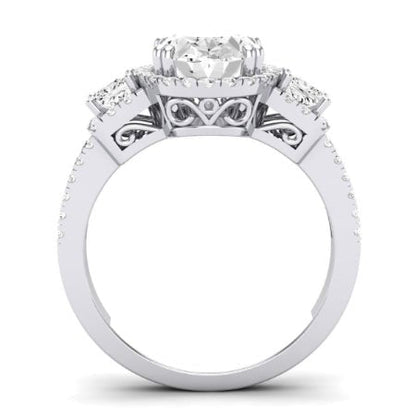 Erica Moissanite Matching Band Only (does Not Include Engagement Ring) For Ring With Oval Center whitegold