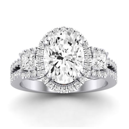 Erica Moissanite Matching Band Only (does Not Include Engagement Ring) For Ring With Oval Center whitegold