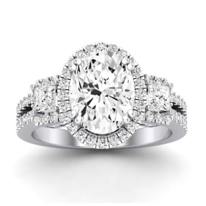 Erica Moissanite Matching Band Only (does Not Include Engagement Ring) For Ring With Oval Center whitegold