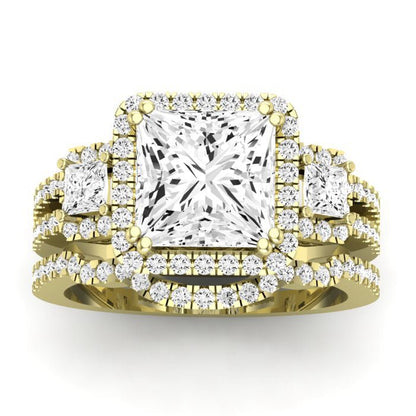 Erica Moissanite Matching Band Only (does Not Include Engagement Ring) For Ring With Princess Center yellowgold