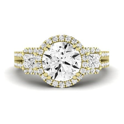 Erica Moissanite Matching Band Only (does Not Include Engagement Ring) For Ring With Round Center yellowgold