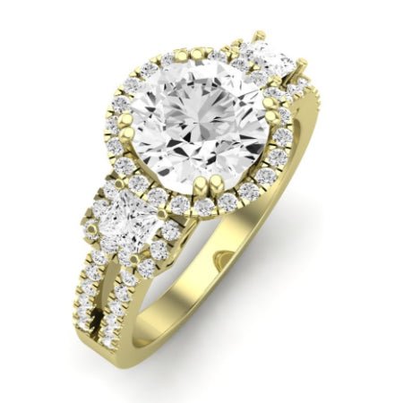 Erica Moissanite Matching Band Only (does Not Include Engagement Ring) For Ring With Round Center yellowgold