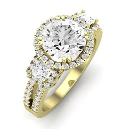 Erica Moissanite Matching Band Only (does Not Include Engagement Ring) For Ring With Round Center yellowgold