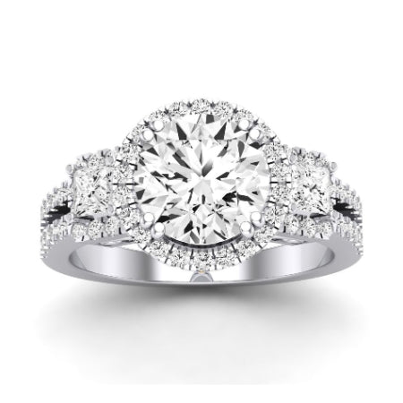 Erica Moissanite Matching Band Only (does Not Include Engagement Ring) For Ring With Round Center whitegold