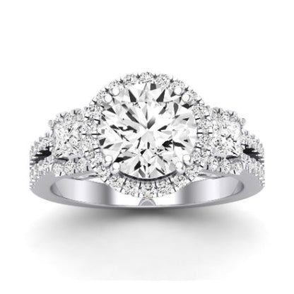 Erica Moissanite Matching Band Only (does Not Include Engagement Ring) For Ring With Round Center whitegold