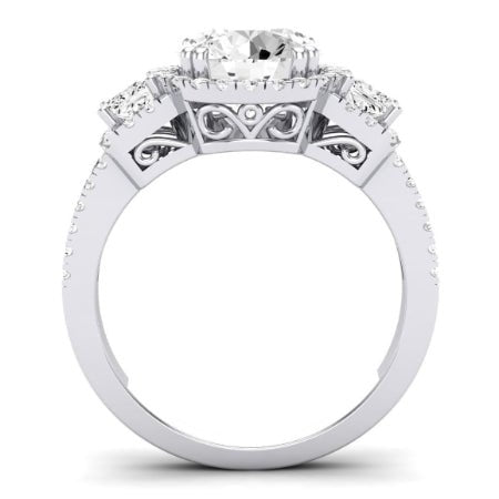 Erica Moissanite Matching Band Only (does Not Include Engagement Ring) For Ring With Round Center whitegold