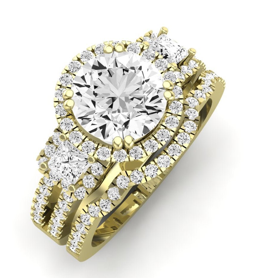 Erica Moissanite Matching Band Only (does Not Include Engagement Ring) For Ring With Round Center yellowgold