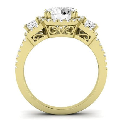 Erica Moissanite Matching Band Only (does Not Include Engagement Ring) For Ring With Round Center yellowgold