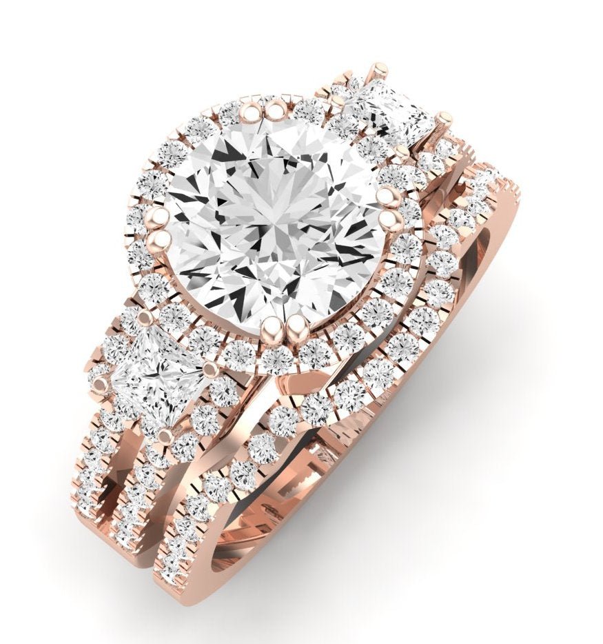 Erica Moissanite Matching Band Only (does Not Include Engagement Ring) For Ring With Round Center rosegold