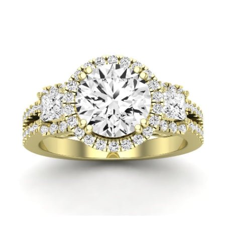 Erica Moissanite Matching Band Only (does Not Include Engagement Ring) For Ring With Round Center yellowgold