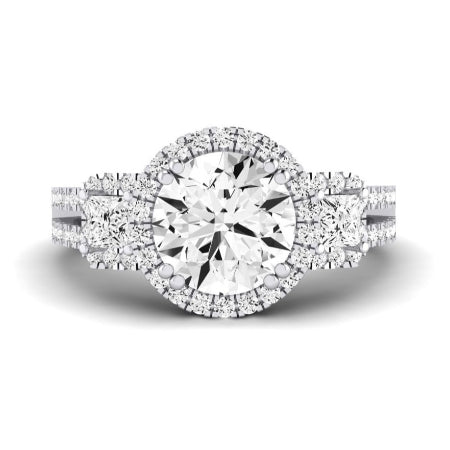 Erica Moissanite Matching Band Only (does Not Include Engagement Ring) For Ring With Round Center whitegold
