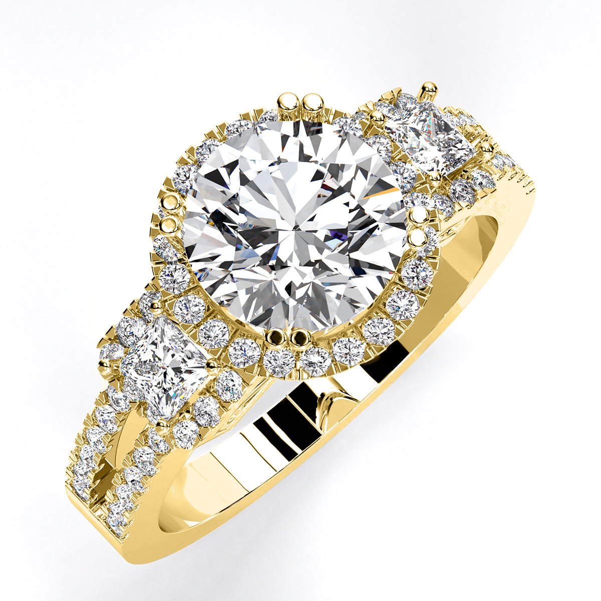 Erica Round Moissanite Engagement Ring yellowgold