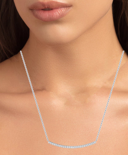 Evergreen Round Bar Moissanite Accented Necklace whitegold