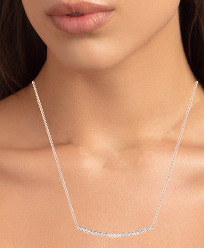 Evergreen Round Bar Moissanite Accented Necklace rosegold