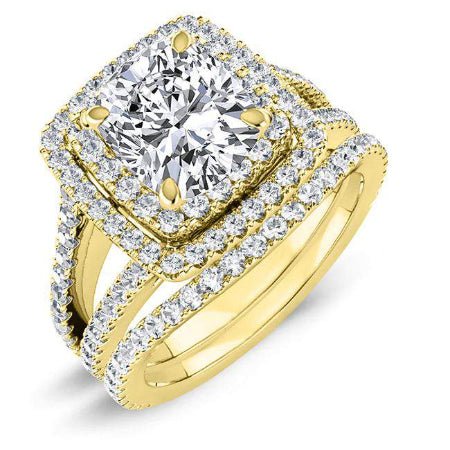 Flora Cushion Diamond Bridal Set (Lab Grown Igi Cert) yellowgold