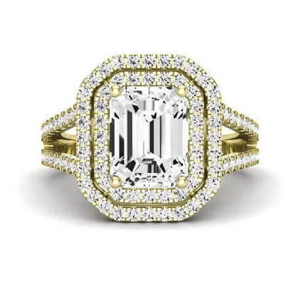 Flora Emerald Moissanite Bridal Set yellowgold