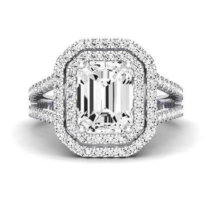 Flora Emerald Moissanite Engagement Ring whitegold