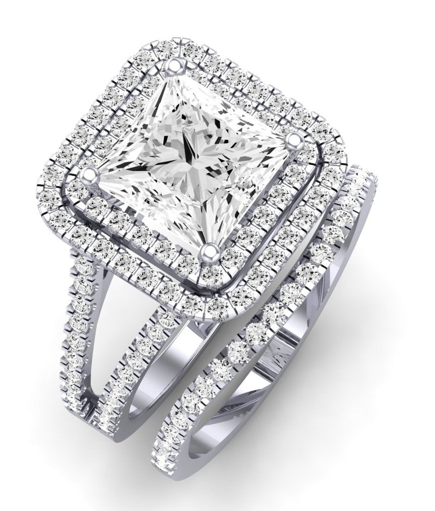 Flora Moissanite Matching Band Only (engagement Ring Not Included) For Ring With Princess Center whitegold