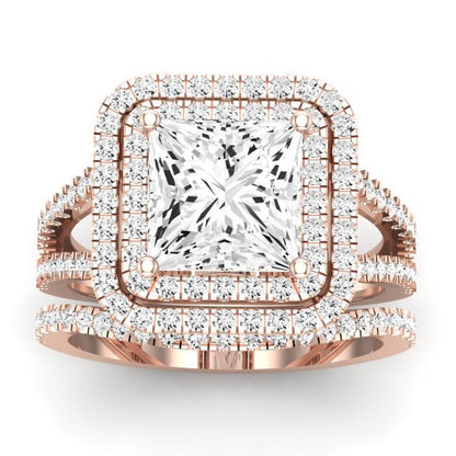 Flora Moissanite Matching Band Only (engagement Ring Not Included) For Ring With Princess Center rosegold