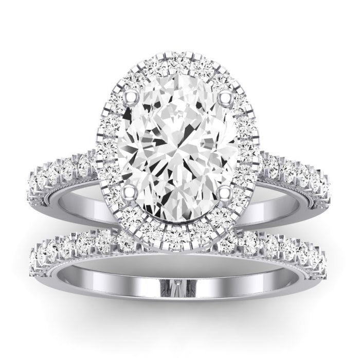 Florizel Diamond Matching Band Only (does Not Include Engagement Ring) For Ring With Oval Center whitegold
