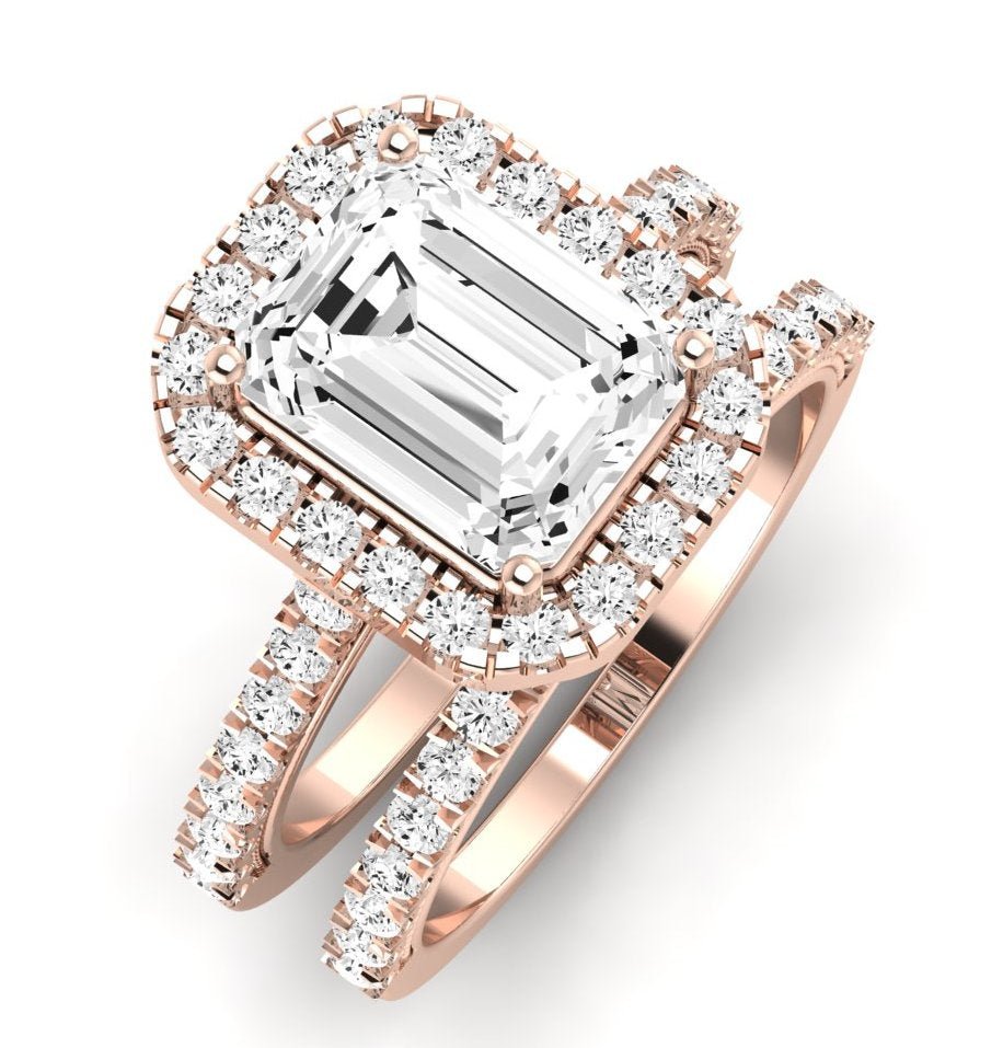 Florizel Emerald Moissanite Bridal Set rosegold