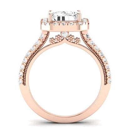 Florizel Emerald Moissanite Bridal Set rosegold