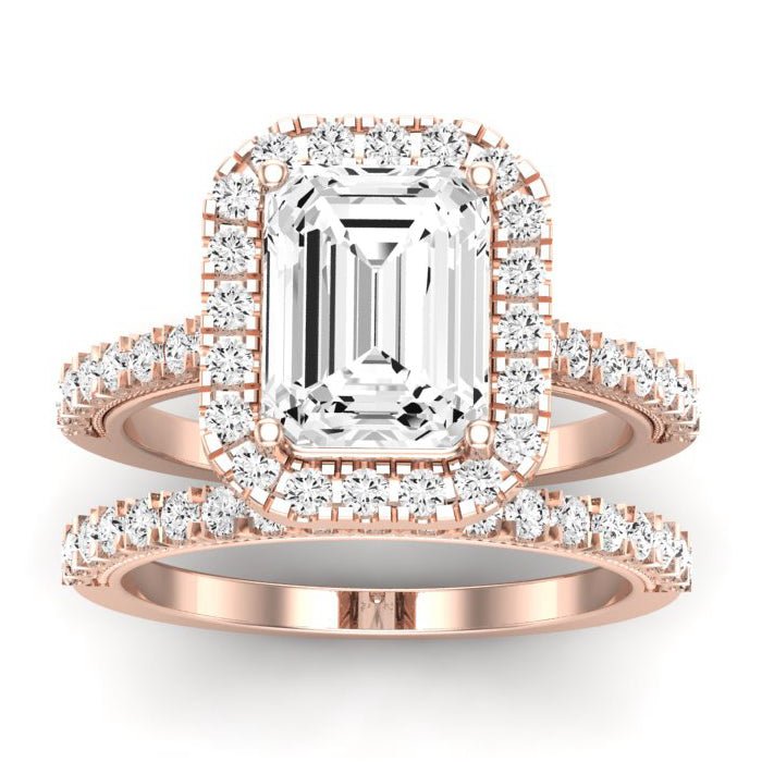 Florizel Emerald Moissanite Bridal Set rosegold