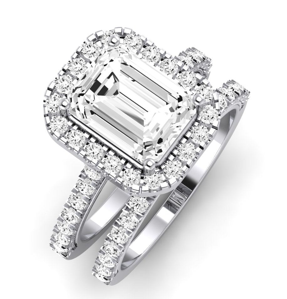 Florizel Emerald Moissanite Bridal Set whitegold