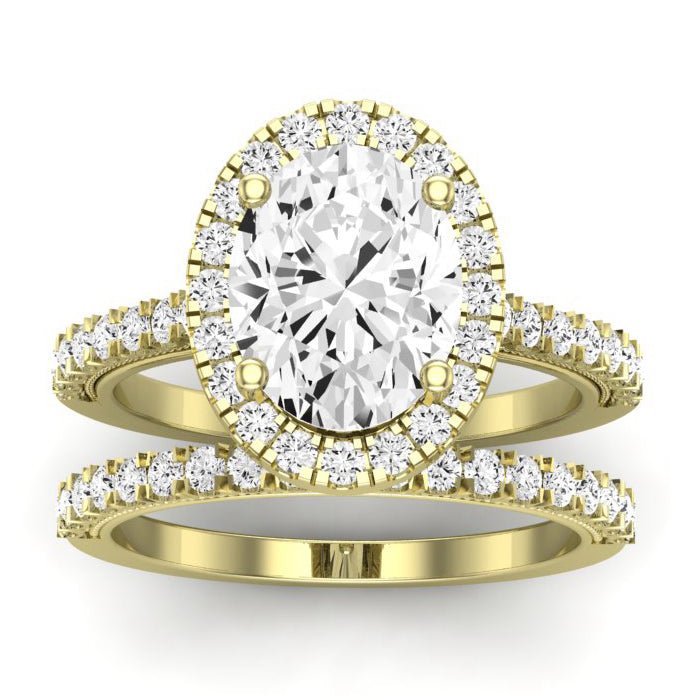 Florizel Moissanite Matching Band Only (does Not Include Engagement Ring) For Ring With Oval Center yellowgold