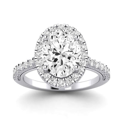 Florizel Moissanite Matching Band Only (does Not Include Engagement Ring) For Ring With Oval Center whitegold