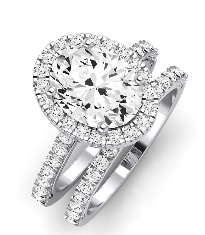 Florizel Moissanite Matching Band Only (does Not Include Engagement Ring) For Ring With Oval Center whitegold