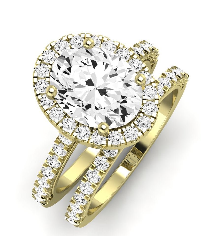 Florizel Moissanite Matching Band Only (does Not Include Engagement Ring) For Ring With Oval Center yellowgold